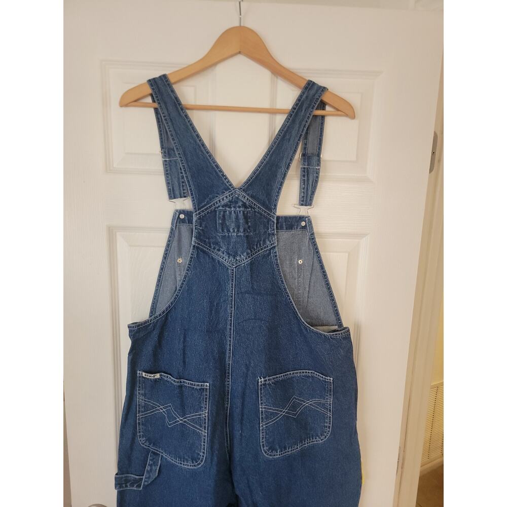VTG Revolt Denim Bib Overalls Sz 18 Wide Leg Baggy Tuxedo Stripe Retro 90S Y2K - Picture 5 of 12